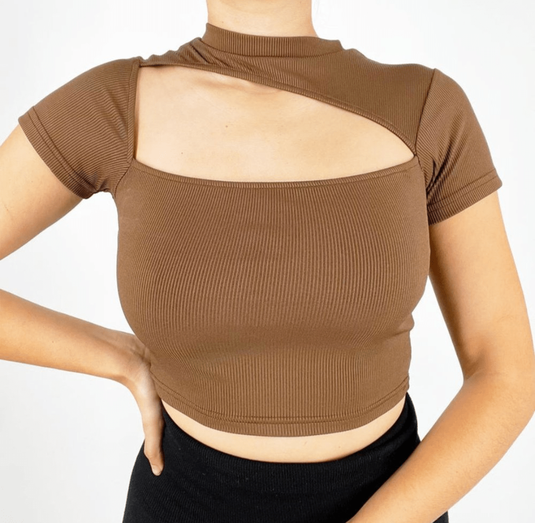 Cut Out Ribbed Crop - Annason