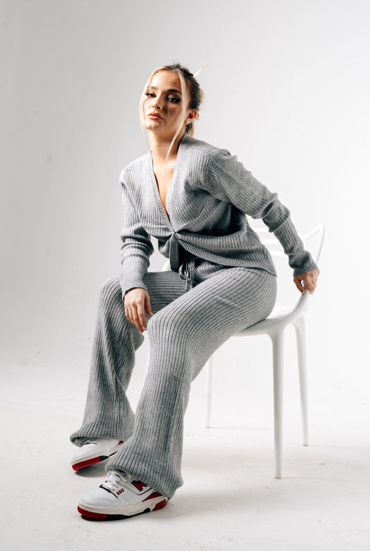 Knit Sweater Set - Heather Grey