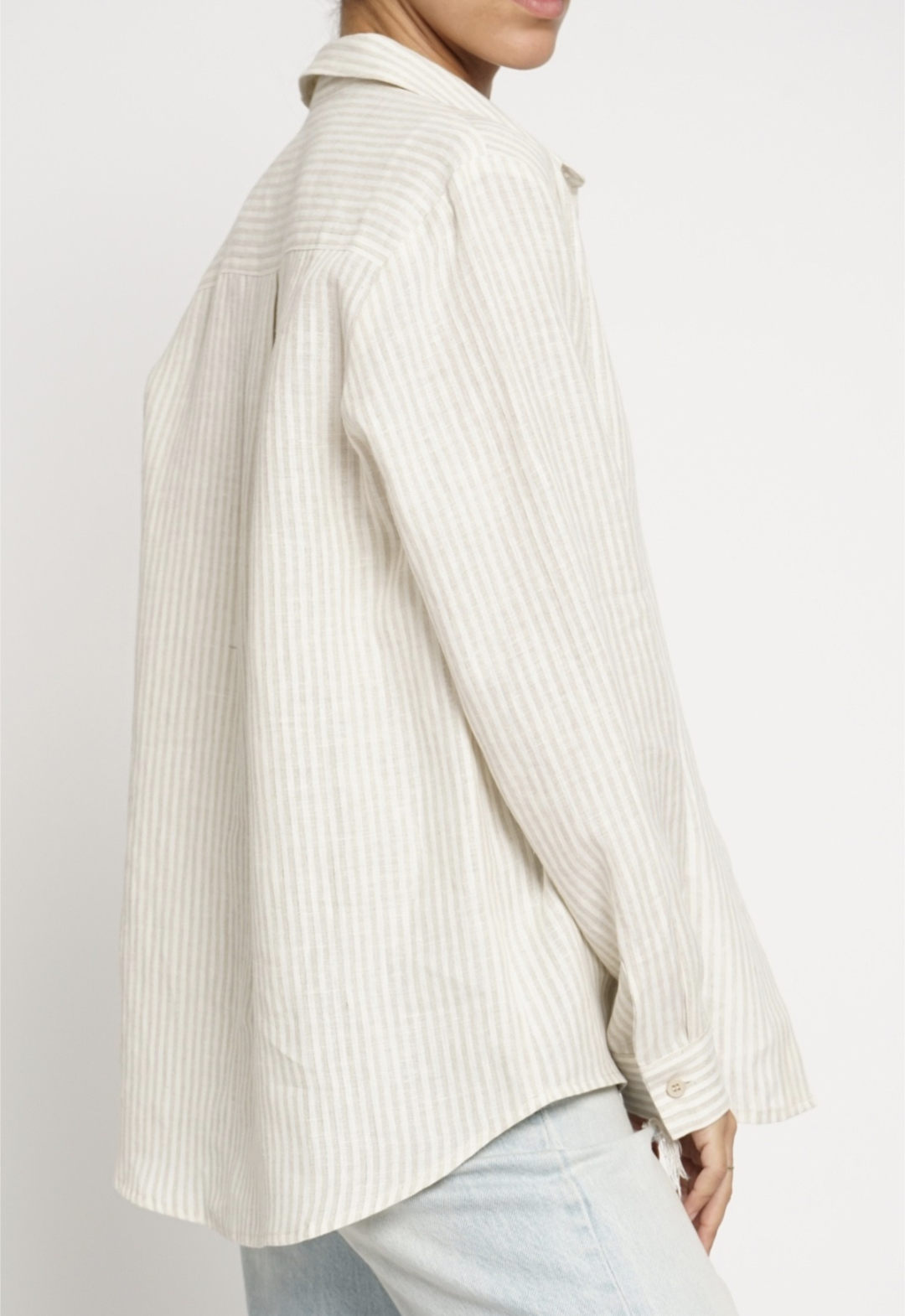 Linen Button Down Striped Shirt