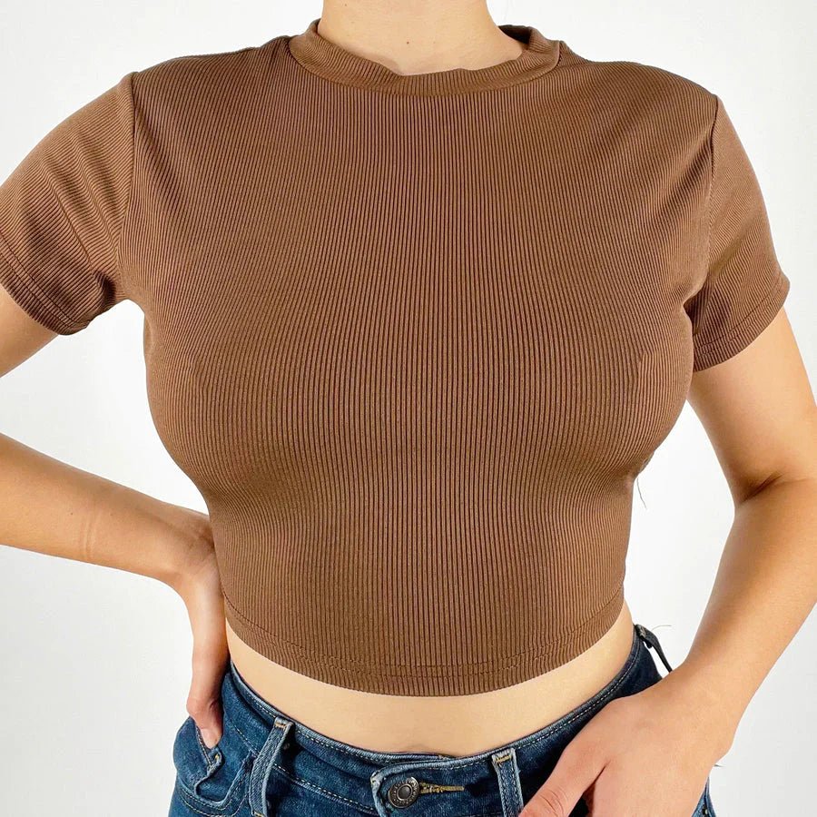 Backout tie Crop Top - Mocha - Annason