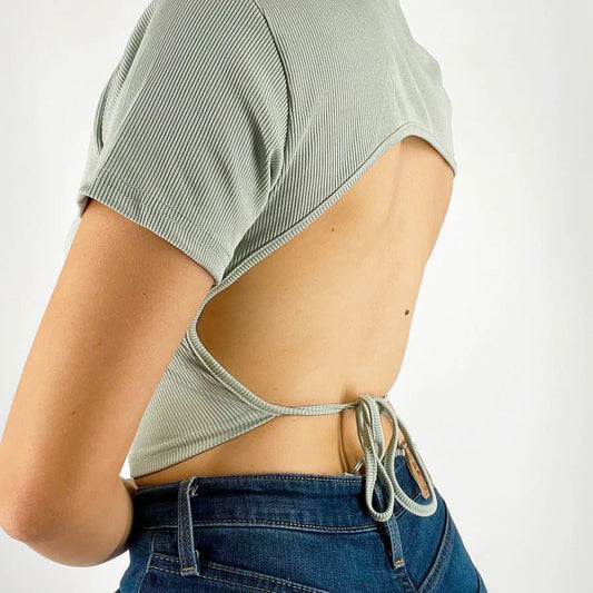 Backout tie Crop Top - Sage - Annason