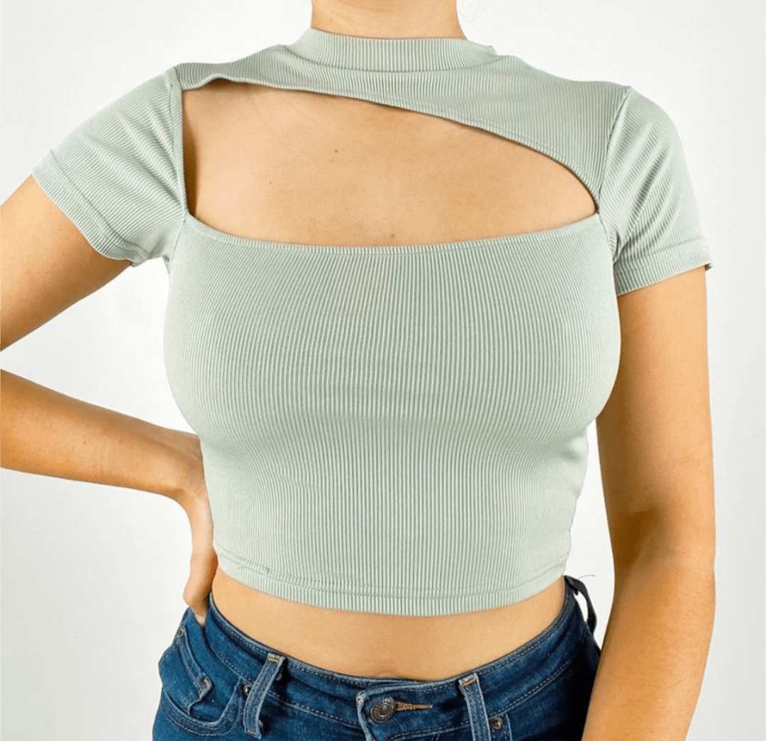 Cut Out Ribbed Crop - Annason