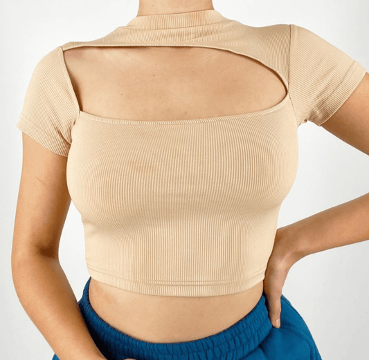 Cut Out Ribbed Crop - Annason