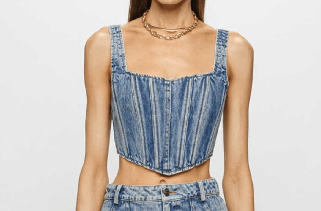 Denim Bustier Crop Top - Annason