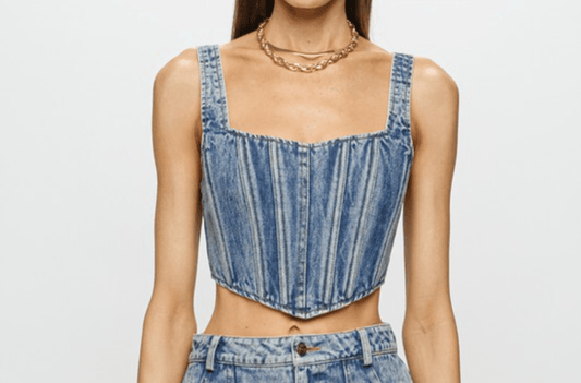 Denim Bustier Crop Top - Annason