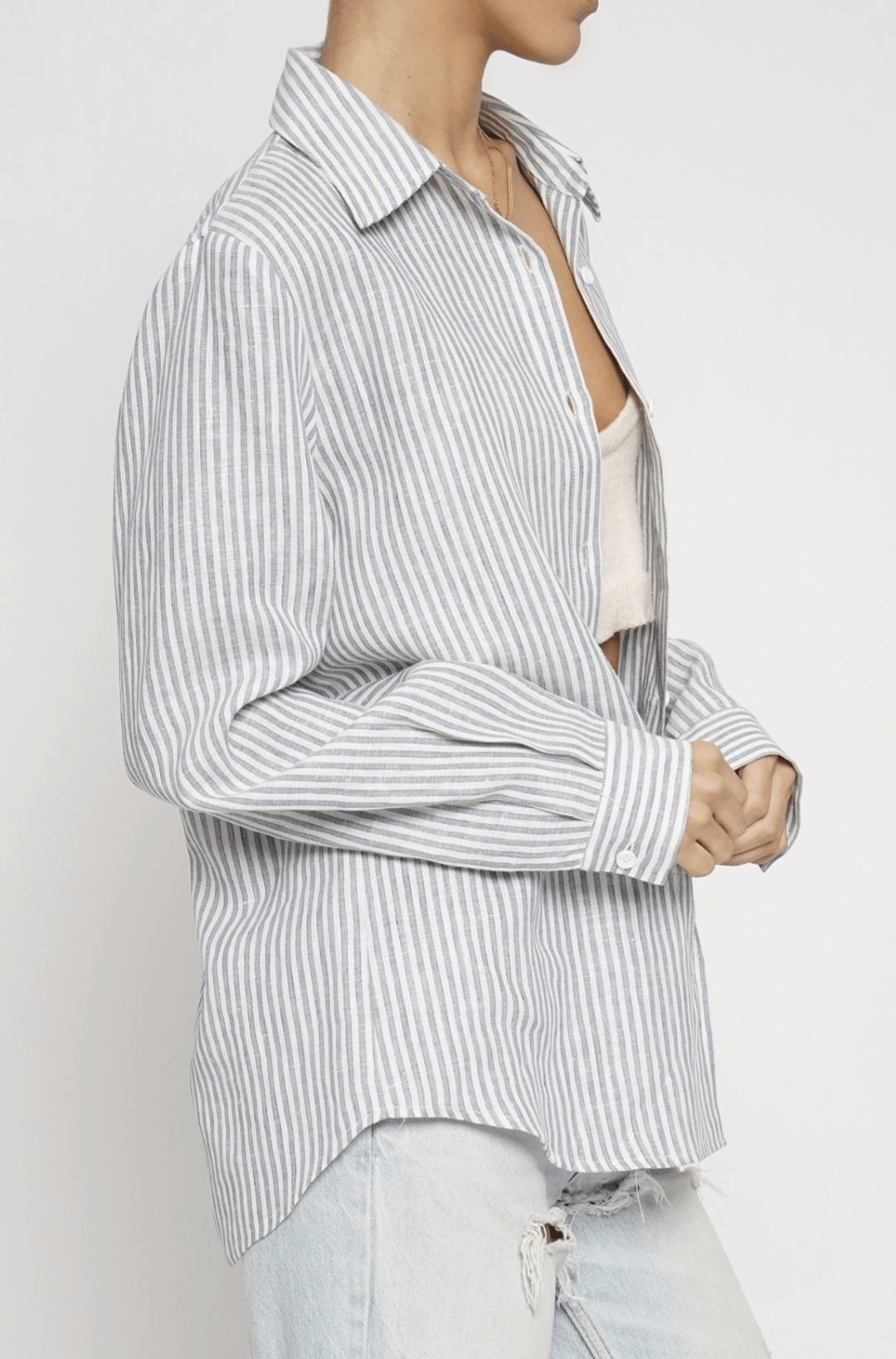 Linen Button Down Striped Shirt - Annason