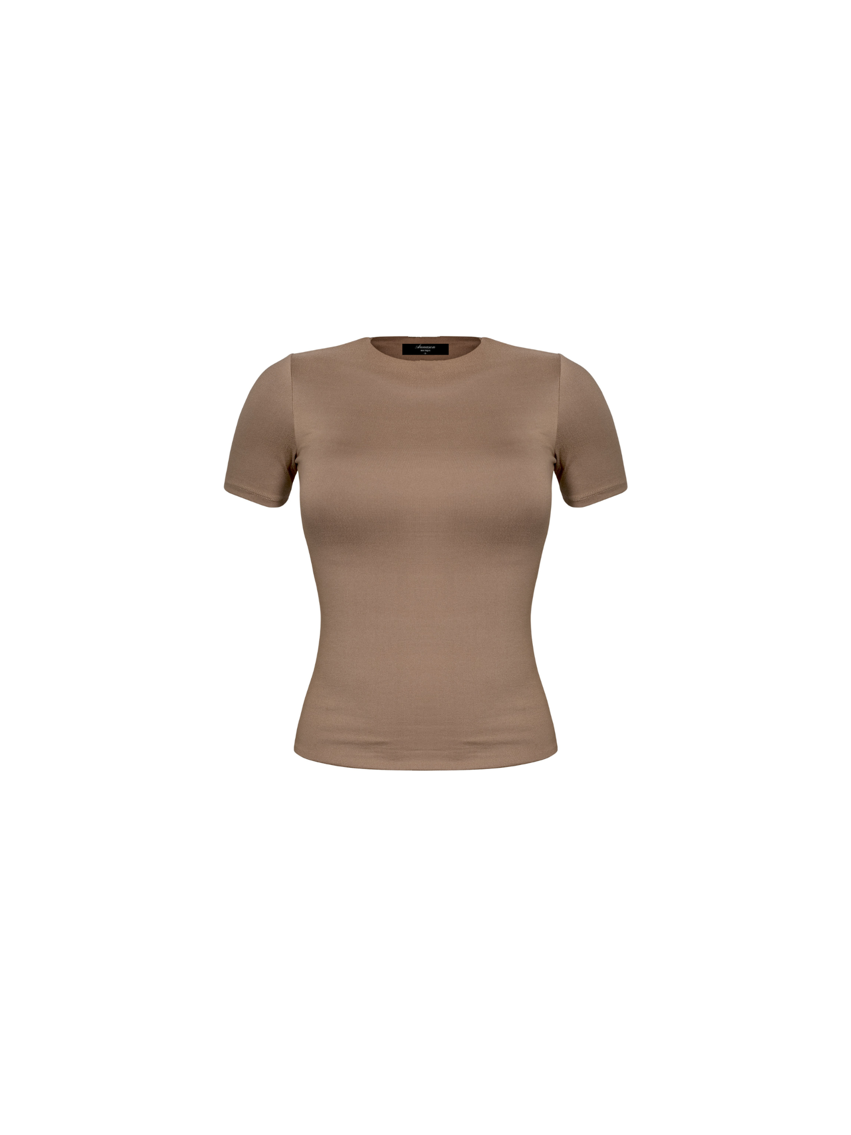 Short Sleeve Round Neck T-Shirt - Mocha
