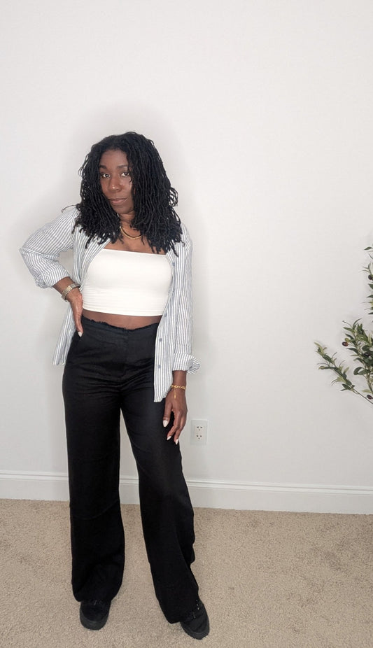 Raw Edge High Waist Pants - Annason