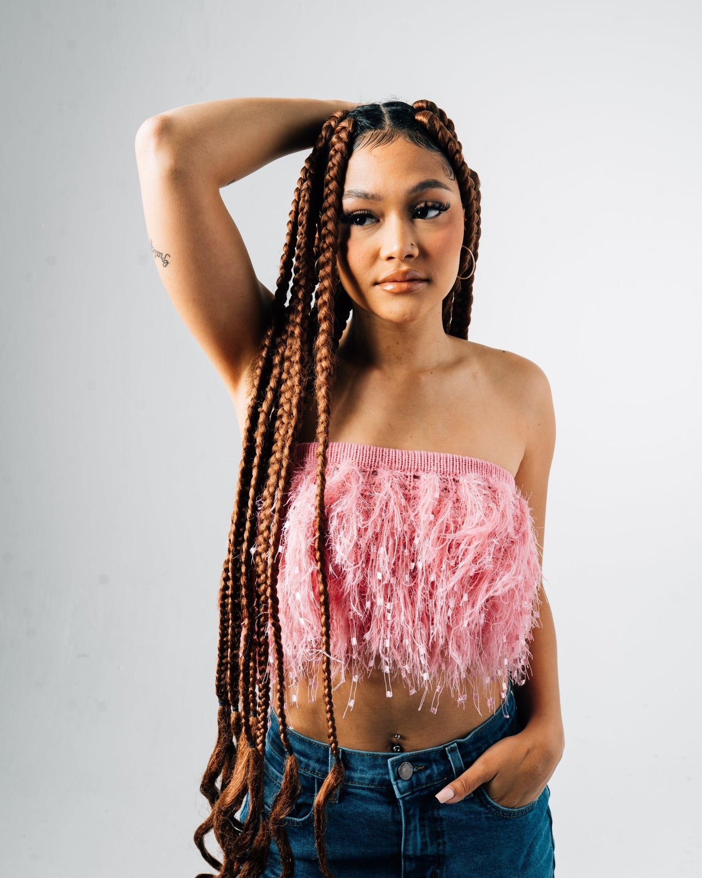 Saggy Tube Crop Top - Pink - Annason