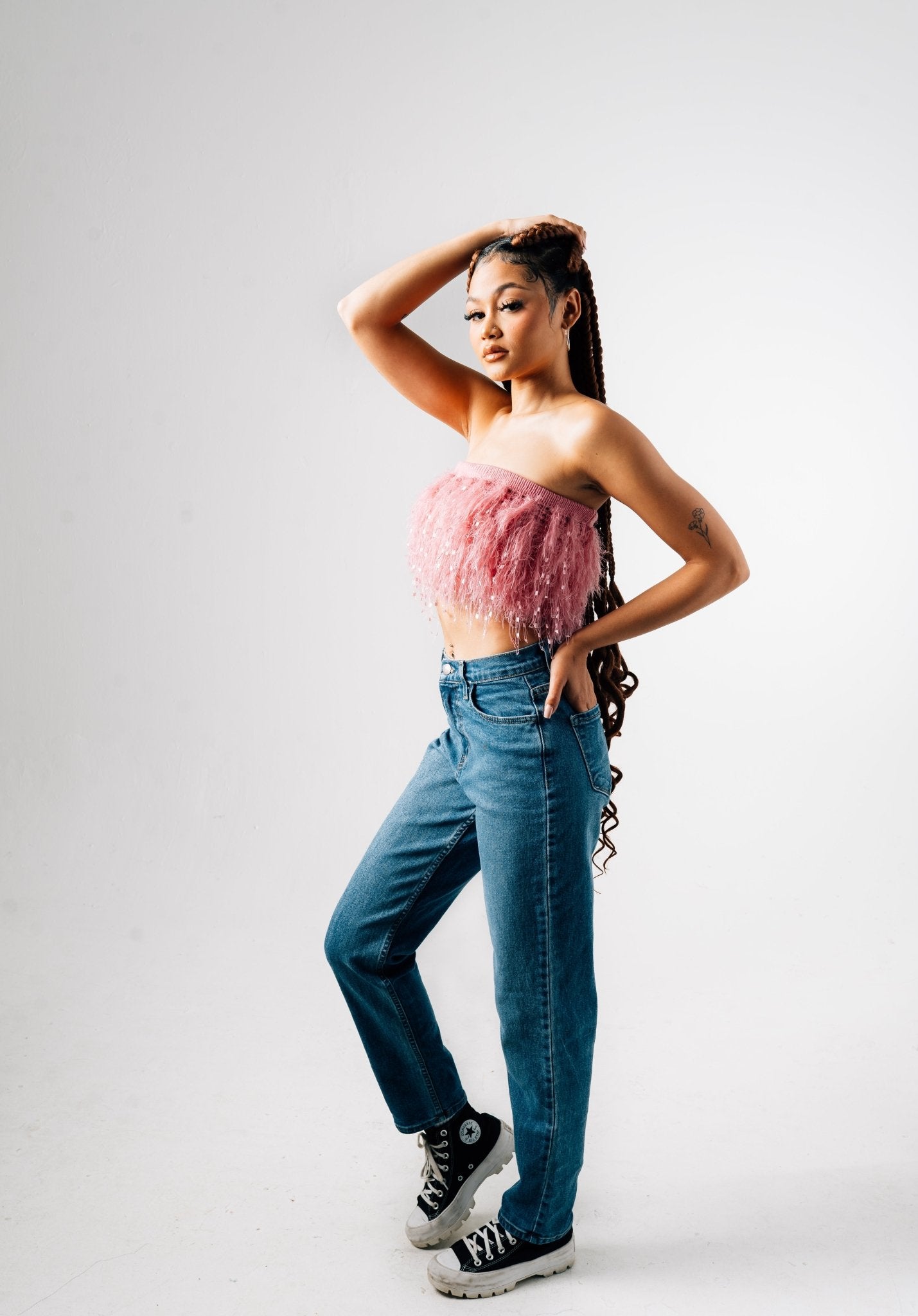 Saggy Tube Crop Top - Pink - Annason